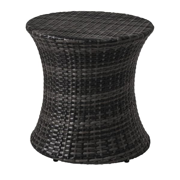 Unbranded Dark Grey Round Wicker Outdoor Side Table