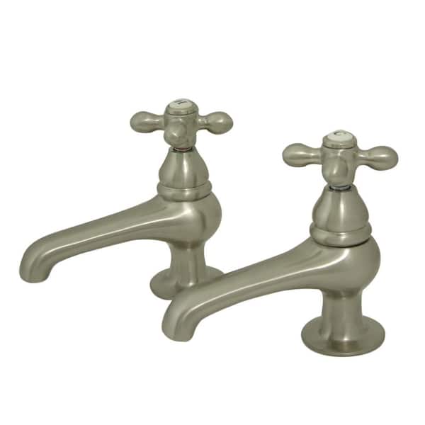 Kingston Brass Restoration Old-Fashion Basin Tap 4 in. Centerset 2-Handle Bathroom Faucet in Brushed Nickel