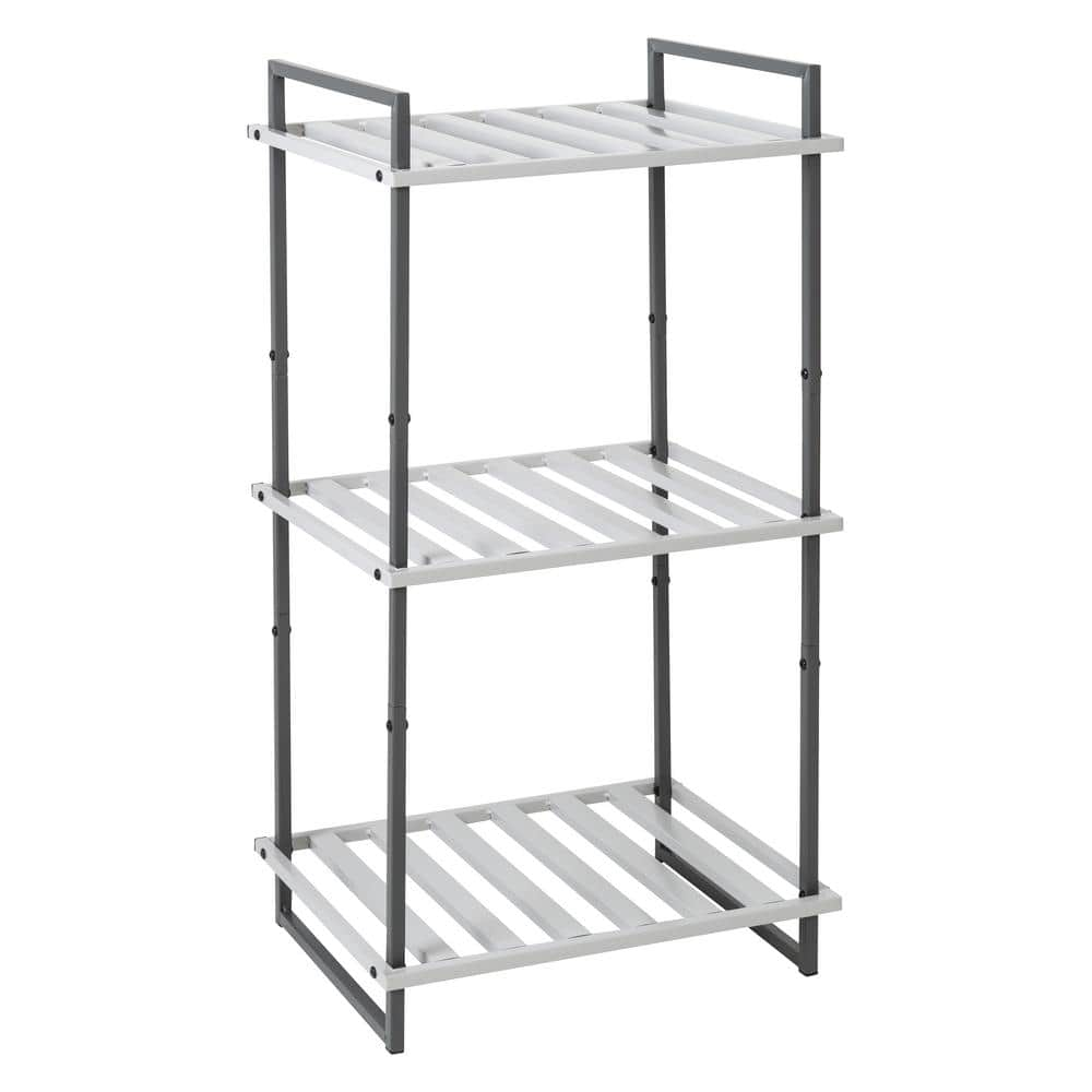 HoneyCanDo Gray 3Tier Tubular Steel Shelving Unit (20 in. W x 37.5