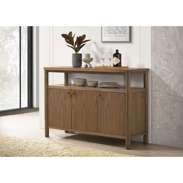 Coaster Biltmore Walnut Wood Top 52 in. Dining Cabinet Sideboard Buffet with Open Shelf