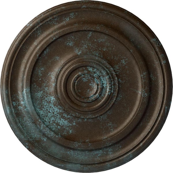Ekena Millwork 1-1/2" x 19-3/4" x 19-3/4" Polyurethane Kepler Traditional Ceiling Medallion, Hand-Painted Bronze Blue Patina