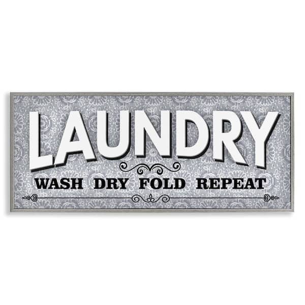 Stupell Industries Antique Laundry Rules by Conrad Knutsen Gray Framed Typography Giclee Art Print 10 in. x 24 in.