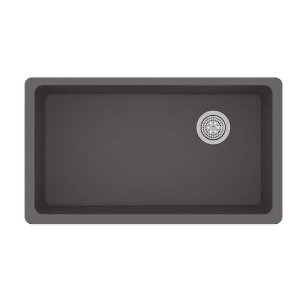 Winpro Undermount Granite Composite 33 in. L x 18-3/4 in. L x 9-1/2 in. Single Bowl Kitchen Sink in Gray