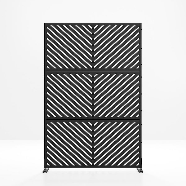 Unbranded 72 in. H x 47 in. W Black Outdoor Freestanding Metal Privacy Screen Decorative Garden Fence