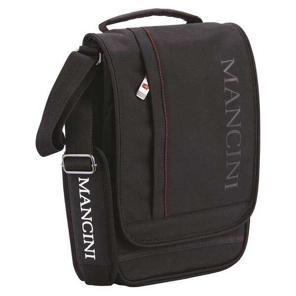 MANCINI Messenger Style Black Unisex Bag for 11 in. Tablet/E-Reader with RFID Secure Pocket