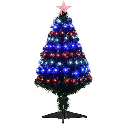 3 ft. Pre-Lit Douglas Fir Artificial Christmas Tree with 90 Pre-Programmed Lights and Independent Fiber Optic Strands