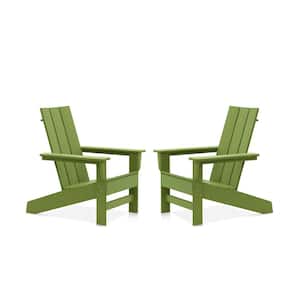 Aria Lime Green Recycled Plastic Modern Adirondack Chair (2-Pack)