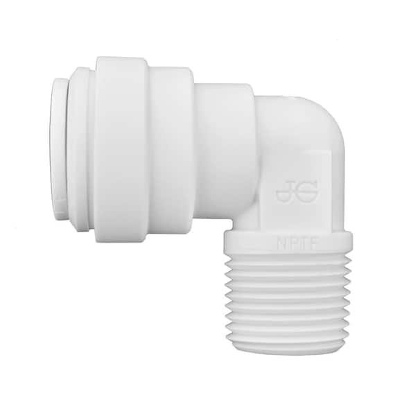 John Guest 1/2 in. O.D. x 3/8 in. MIP NPTF Polypropylene Push-to-Connect 90-Degree Elbow Adapter Fitting