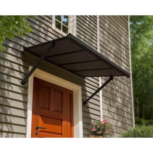 Augustine 3 ft. x 4.5 ft. Black/Gray Door and Window Awning