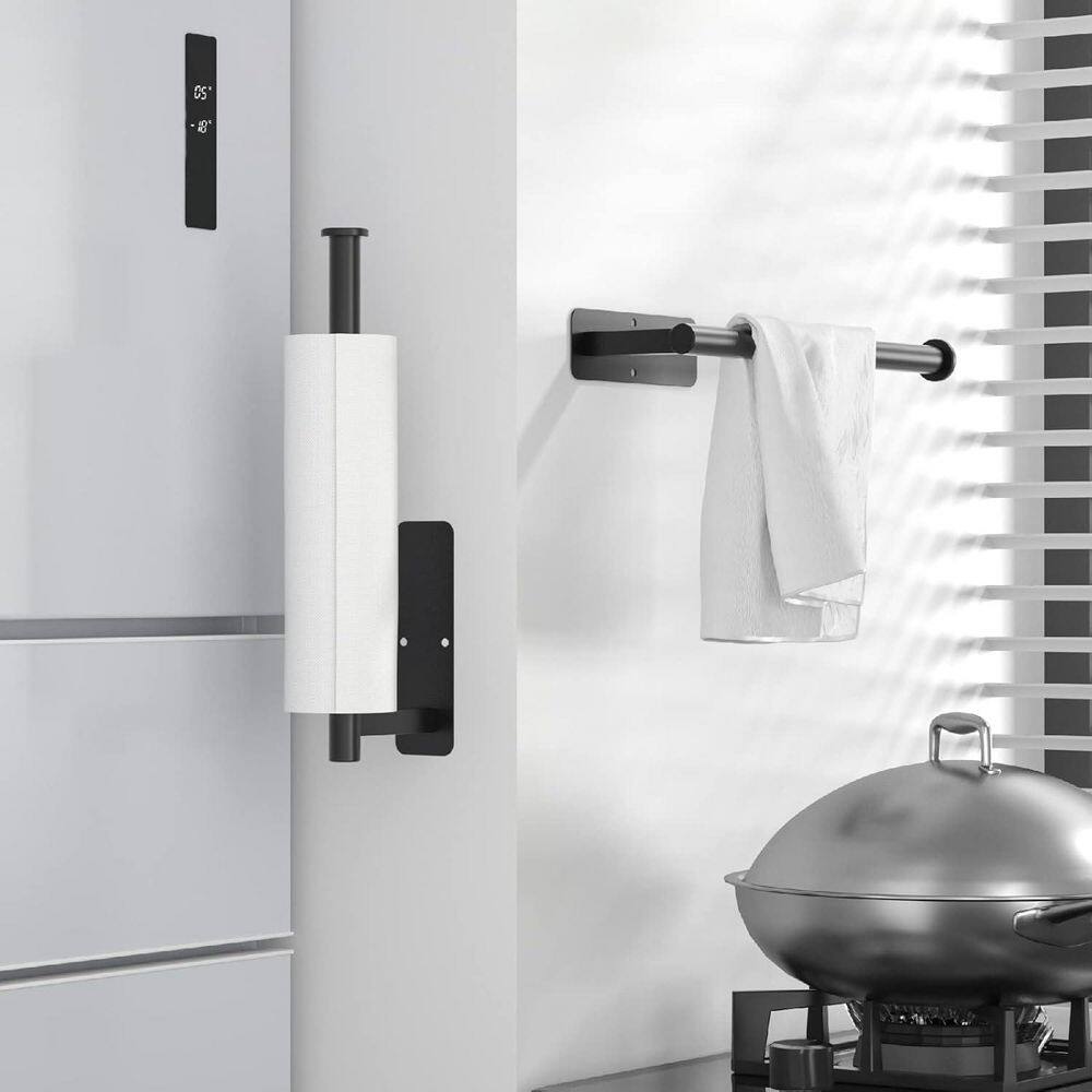 Under Cabinet Mount Matte Black Paper Towel Holder Self Adhesive No Drill Stainless Steel Kitchen Rack 12 Inch price history on PriceWatchPro