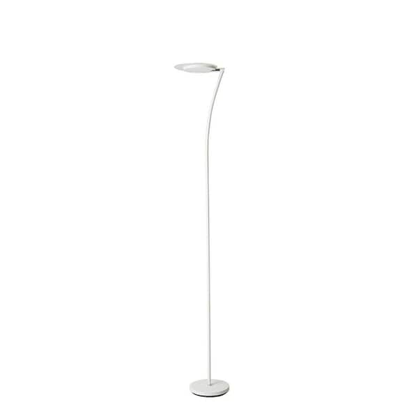 ORE International 73 in. Matte White LED Adjustable Torchiere Floor Lamp