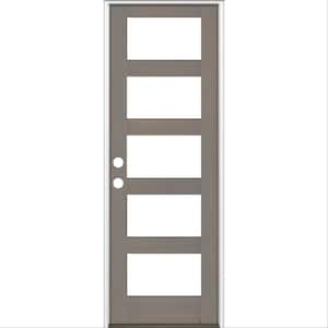 32 in. x 96 in. Modern Hemlock Right-Hand/Inswing 5-Lite Clear Glass Grey Stain Wood Prehung Front Door