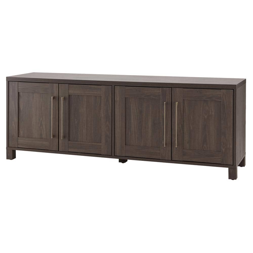 Alder Brown Transitional 68'' TV Stand with Brass Hardware