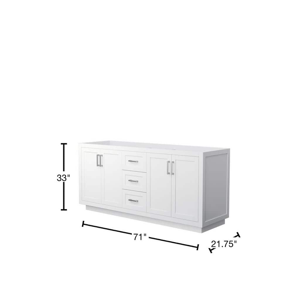 Miranda 72" White Double Freestanding Vanity with Brushed Nickel Hardware
