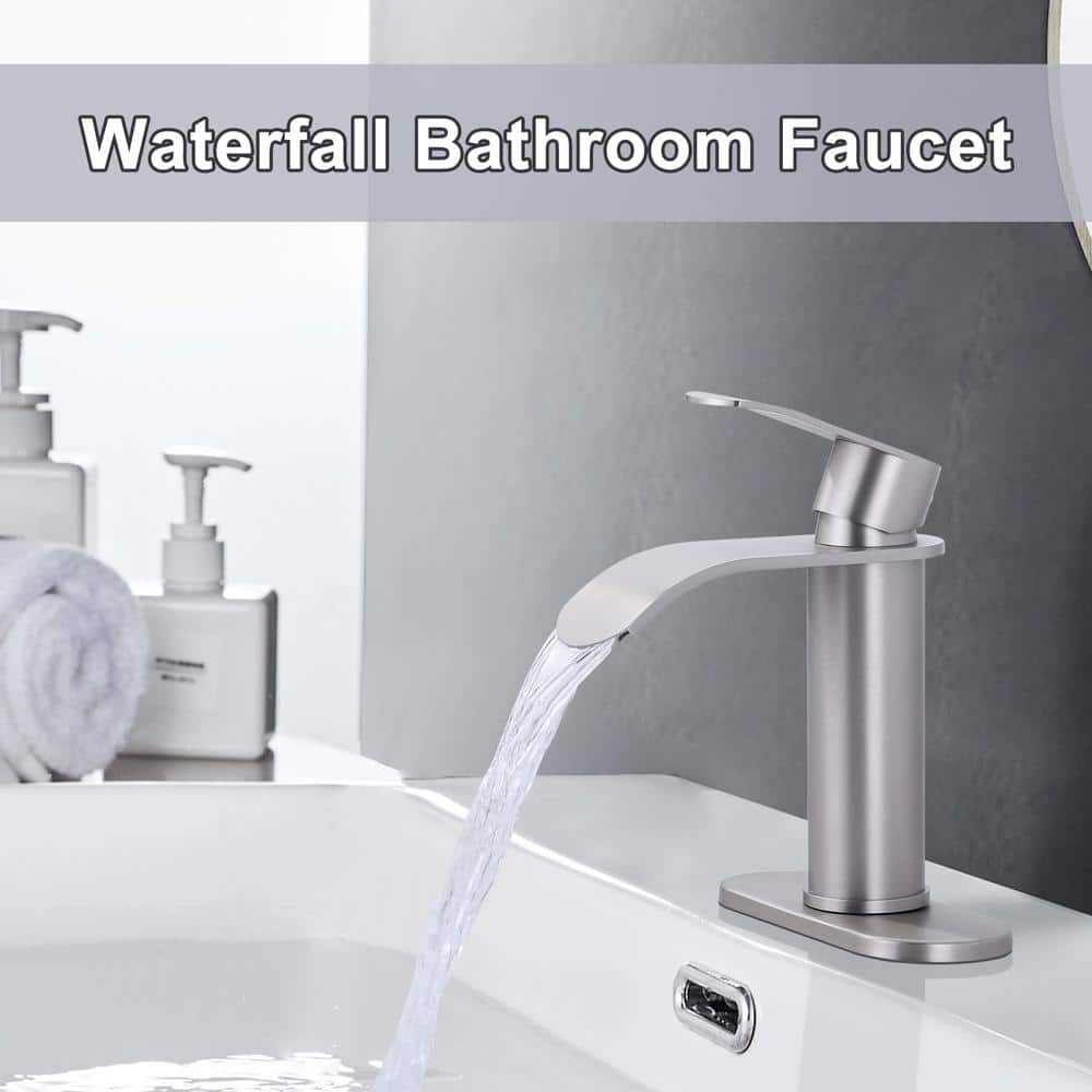 Brushed Nickel Single Handle High Arc Bathroom Faucet