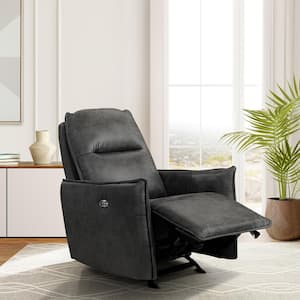 Eliza Charcoal Faux Leather Standard (No Motion) Recliner with Power Reclining