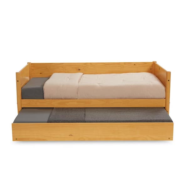Camaflexi Mid-Century Scandinavian Oak Twin Size Daybed with Twin Size Trundle Bed