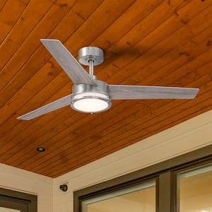Cassini 52 in. Smart Indoor/Covered Outdoor Brushed Nickel Modern Adjustable White and RGB Ceiling Fan Light with Remote