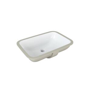 21.5 in. Ceramic Rectangular Undermount Bathroom Sink in White with Overflow Drain