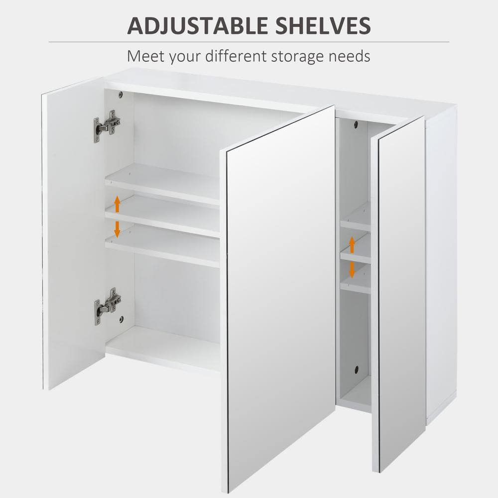 White Wall-Mounted Bathroom Mirror Medicine Cabinet with Adjustable Shelves