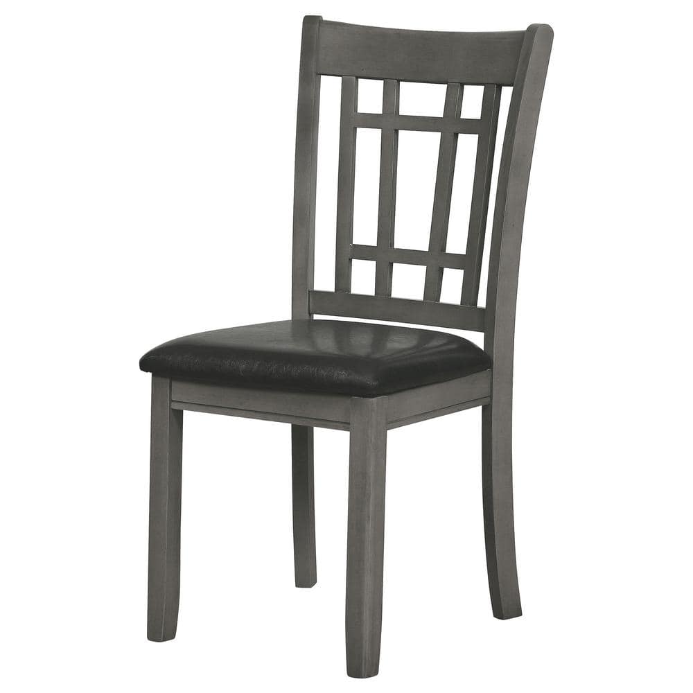 Black Faux Leather Upholstered Side Chair with Gray Wood Frame