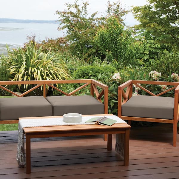 Ravenna Dark Taupe 48 in. W x 18 in. D x 3 in. T Rectangular Outdoor Bench/Settee Cushion