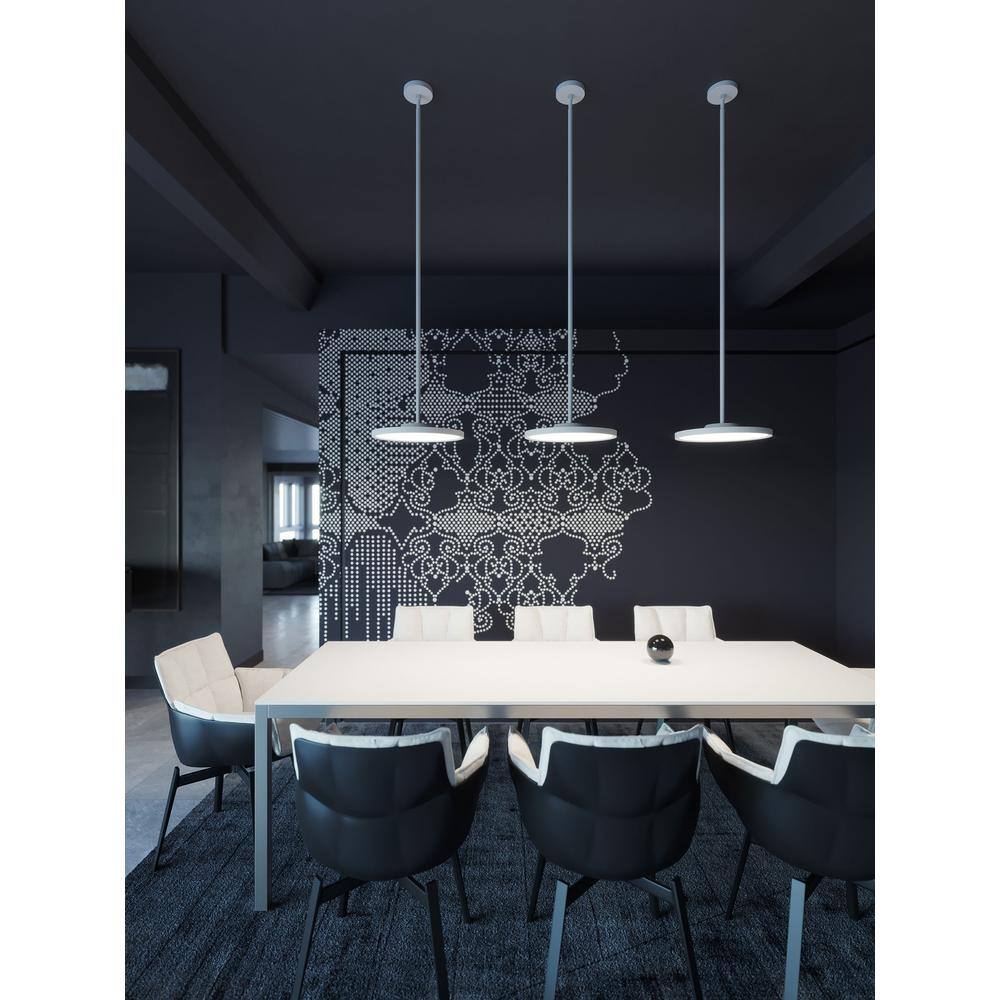 White Aluminum 16" Round LED Pendant Light