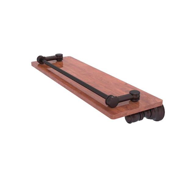 Allied Brass Carolina Collection 16 in. W x 3.3 in. H x  5.54 D Wood Rectangular Shelf in Antique Bronze with Gallery Rail