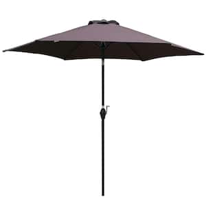9 ft. Umbrella Steel Outdoor Patio Market Beach Umbrella in Chocolate with Crank Tilt System