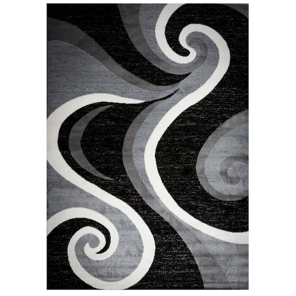 MSRUGS Berinda Gray/Black 4 ft. x 5 ft. Polypropylene Area Rug