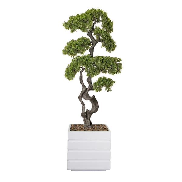 VINTAGE HOME 48" High Artificial Podocarpus Macrophyllus Plant With Fiberstone Planter