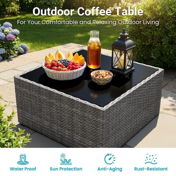 人文 #OUTDOOR 5-Piece Patio Furniture Set, All Weather Wicker Patio Conversation