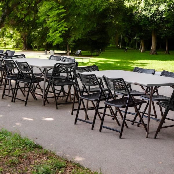 Frank Collection Premium Seating Plastic Top Fold in Half table 30 in. x 72 in., Grey