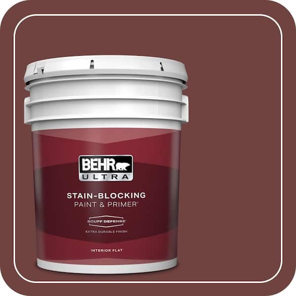 BEHR ULTRA 5 gal. #ICC-82 Library Red Extra Durable Flat Interior Paint & Primer