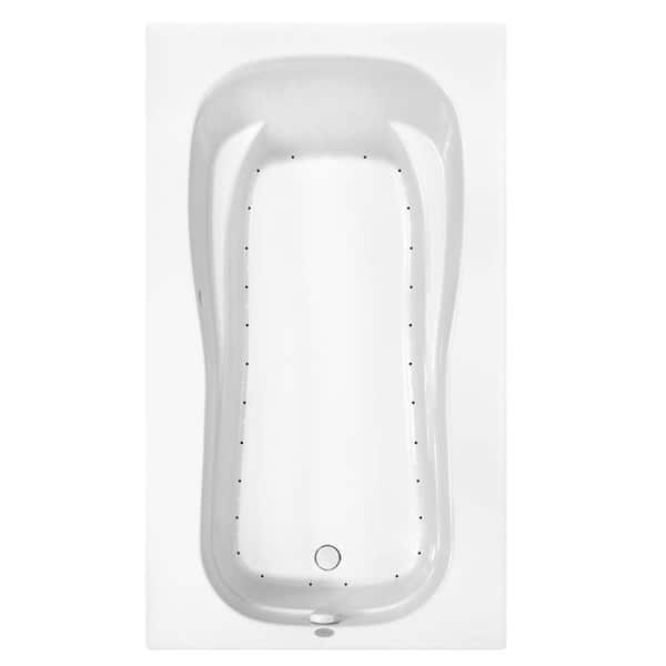 Aquatic Cariani 72 in. Acrylic Air Bath Tub Left Drain Rectangular Alcove in White