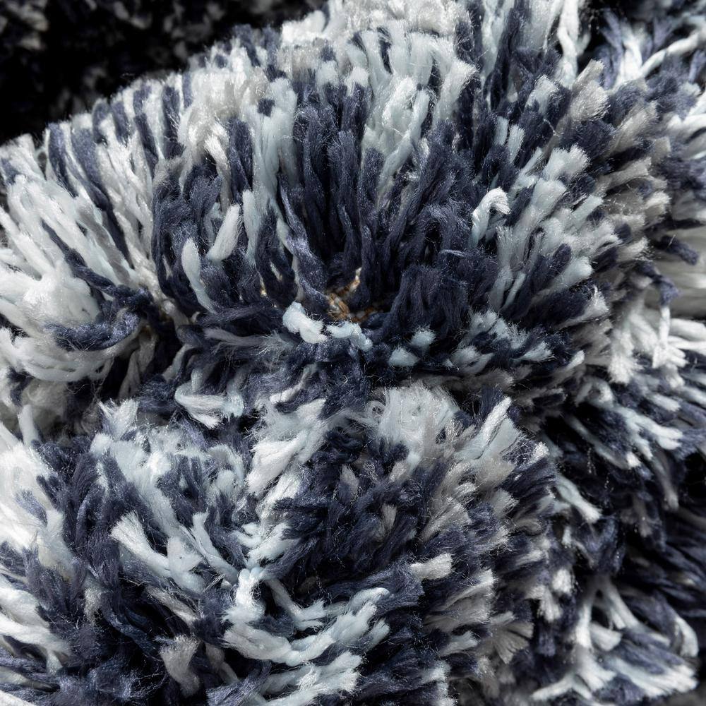 Celeste Shimmering Geometric Blue Shag Area Rug 3'11" x 5'3"