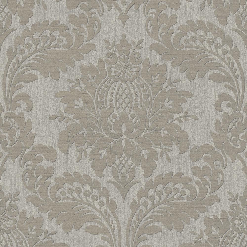 Archive Damask Taupe Vinyl Removable Wallpaper