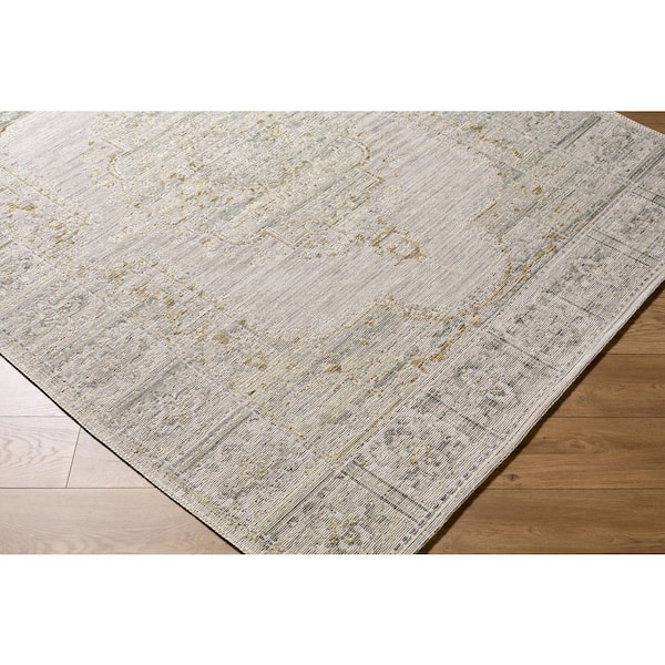Goblen GLN-2303 5 ft. x 71 in. Machine Woven Rug, Light Gray and Beige or Ivory