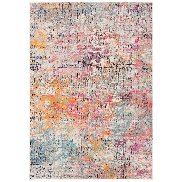 SAFAVIEH Madison Gray/Pink 6 ft. x 9 ft. Geometric Area Rug