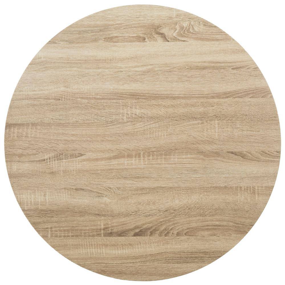 Transitional 35'' Round Beige Wood & Metal Coffee Table