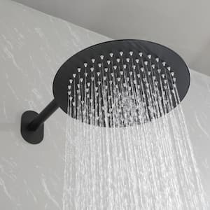 2-Spray Patterns Wall Mount Rain Dual Shower Head Hand Shower Faucet 1.5 GPM in Matte Black