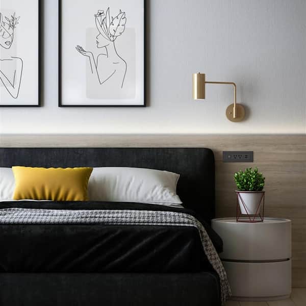 radiant 15 Amp Black 2-Outlet and 2 Type A USB Recessed Furniture Power Strip with Switch and 6 Ft. Cord