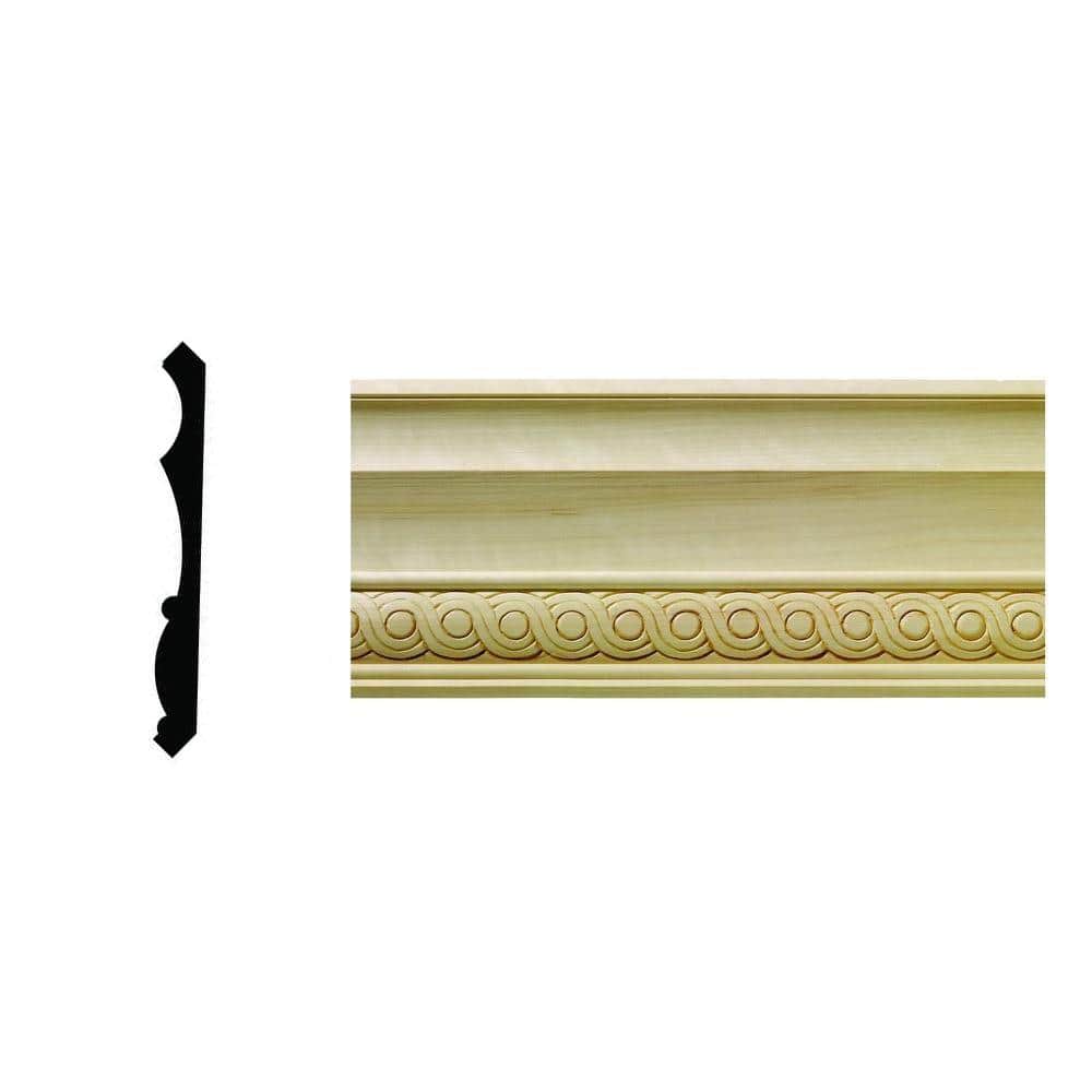 5.25'' x 96'' Unfinished Hardwood Crown Moulding with Interlocking Circles
