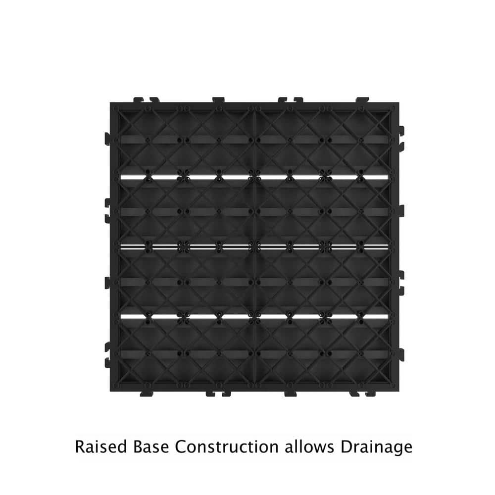 Dark Gray 12" Square Interlocking Waterproof Deck Tiles