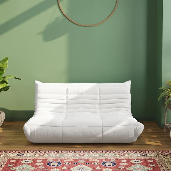 J&E Home 34.25 in. W Armless Teddy Velvet Modular Lazy Floor Sofa in. Green