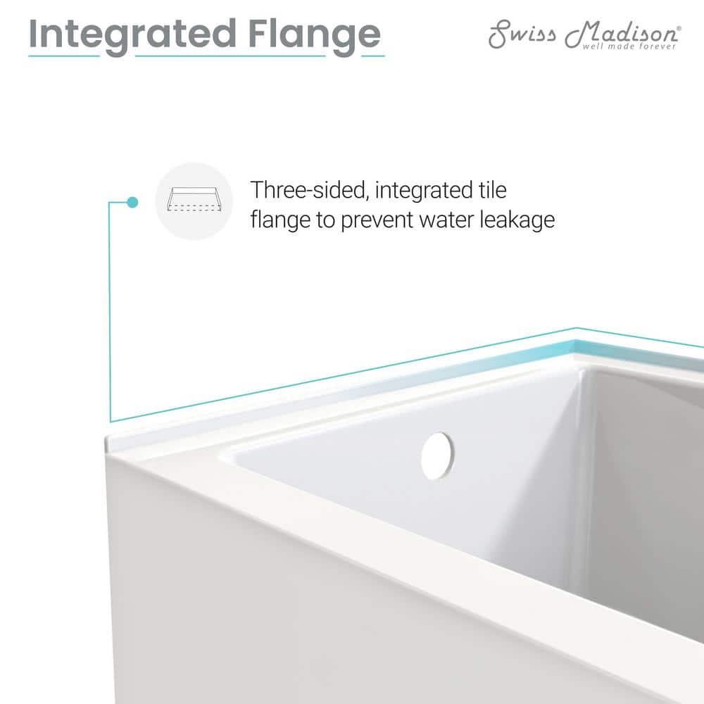 Ivy 60" x 30" White Acrylic Alcove Bathtub with Apron