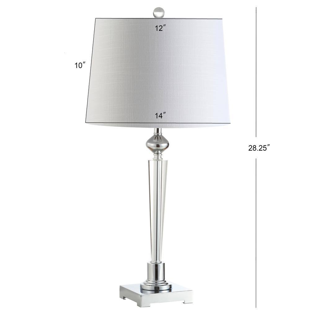 Foster 28.25" Chrome and Crystal Table Lamp with White Linen Shade