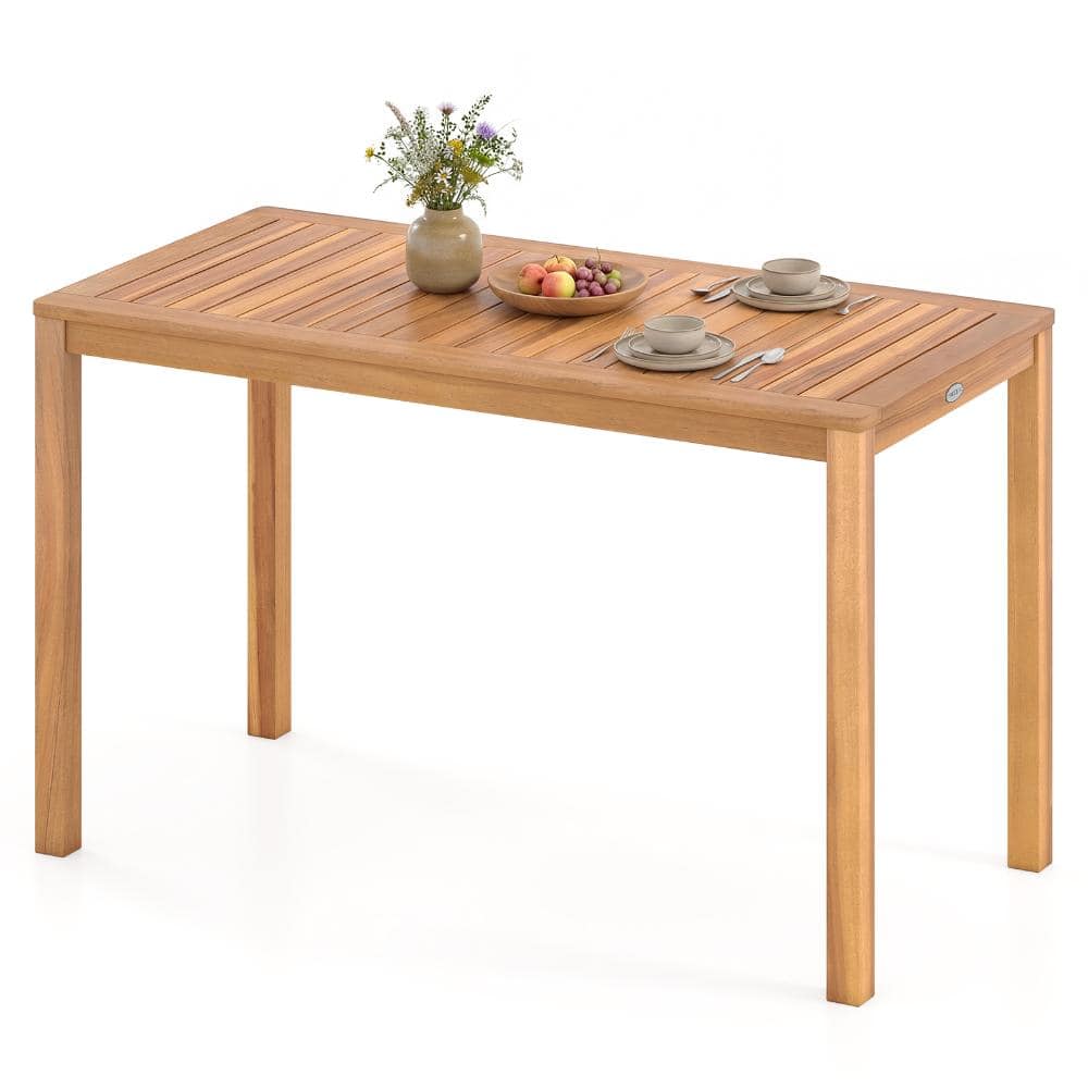 48 in. x 24 in. Acacia Wood Outdoor Dining Table for 4-6 People with Slatted Top, Natural price history on PriceWatchPro