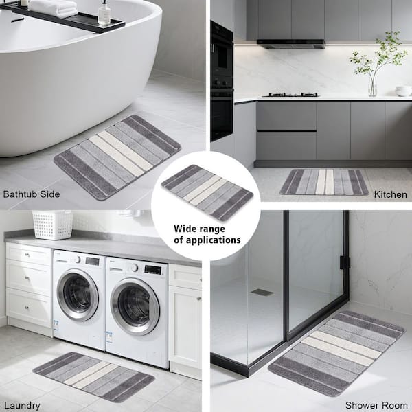 Bath Mat for Bathroom 19.6 in. x 31.5 in. Microfiber Bath Mat Absorbent Quick Dry Bathroom Rug for Shower Floor, Gray