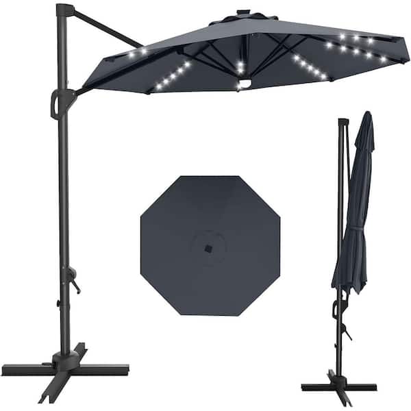 15 ft patio umbrella with base and lights HOMREST 15ft Large Double-Sided Patio Umbrella with Solar LED Lights,